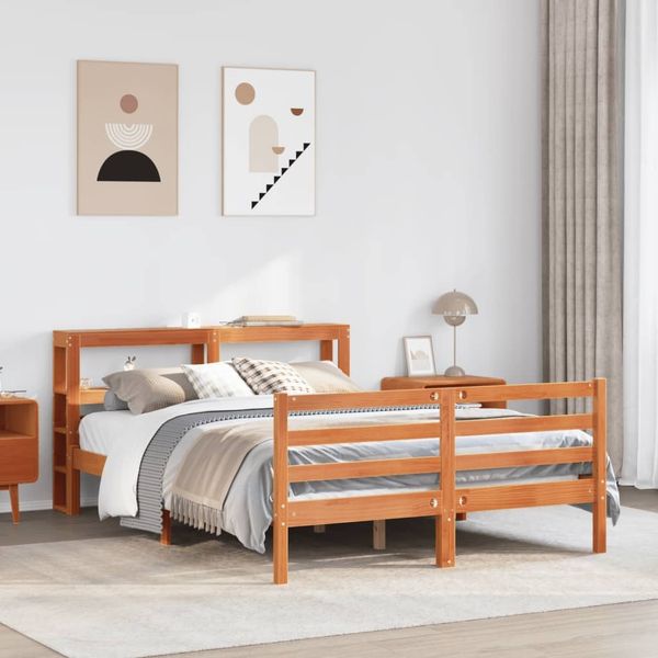 vidaXL Massivholzbett ohne Matratze Wachsbraun 120x190 cm Kiefernholz 3305838
