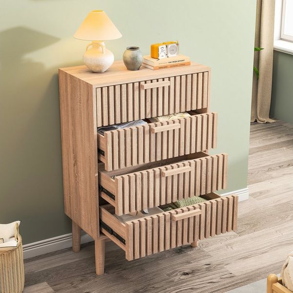 Furnishings Home Kommode Mit 4 Schubladen, Sideboard für Schlafzimmer,Wohnzimmer (Mehrzweckschrank aus Holz, 60 x 34 x 91 cm), Aufbewahrungskommode, Schrank für Wohnzimmer,Schlafzimmer,Flur