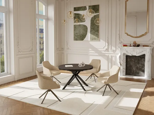 Vente-unique - FEROLA Esstisch Holz, PlatteKeramik GrauBraun - B 120 cm x H 76 cm x L 160 cm120 cm