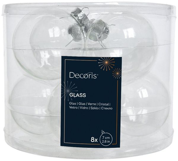 Kaemingk Weihnachtsbaumkugel, Weihnachtskugeln Glas 7cm x 8 Stück - Klar transparent
