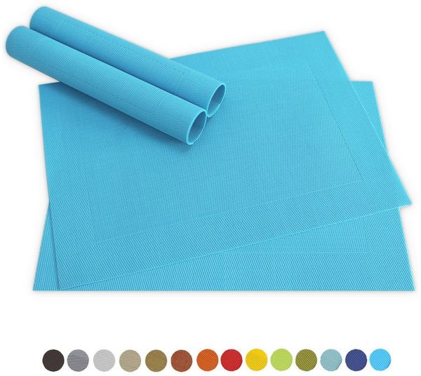 matches21 HOME & HOBBY Platzset Tischsets BORDA 4er Set Türkis-blau als Tischuntersetzer, (4-St), Abwaschbare Platzsets als Tischunterlagen für Ess-Tisch Tisch-Deko