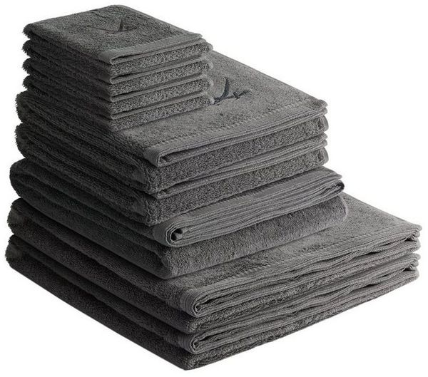 Sansibar Sylt Handtuch Set Sansibar Sylt Handtuch Set Frottier-Serie Classic Nr. 6 (Set, 9-tlg), (Set), mit hochwertiger Ton-in-Ton Säbelstickerei