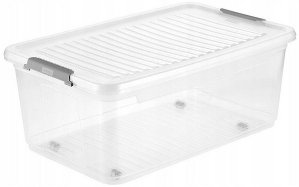 keeeper Aufbewahrungsbox mit Deckel und Rollen Leo 37 l, mit robusten Verschlussklammern