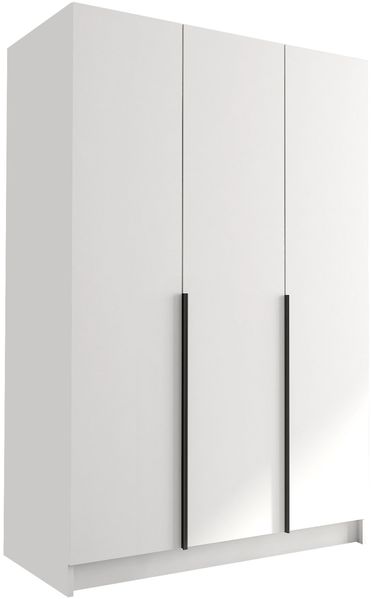 Mirjan24 'Cikzori' Kleiderschrank mit Einlegeböden und Kleiderstange, 3-türig, Laminatplatte, 215 x 58 x 150 cm, Weiß / Schwarz, ohne Spiegel Bild 3