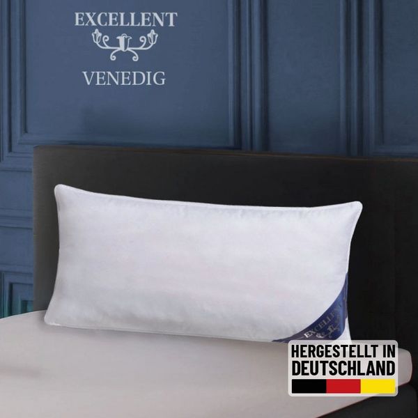 Excellent 3-Kammer-Kopfkissen Kissen 40x80 & 80x80 cm und im Spar Set!, Füllung: 100% Daunen (Außenkammer), Bezug: 100% Baumwolle, Bauchschläfer, Rückenschläfer, Seitenschläfer, Kissen 40x80 & 80x80 cm, Allergiker geeignet (für Hausstauballergiker)