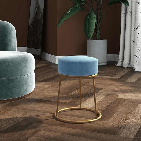 vidaXL Runder Hocker Hellblau Samt 340261