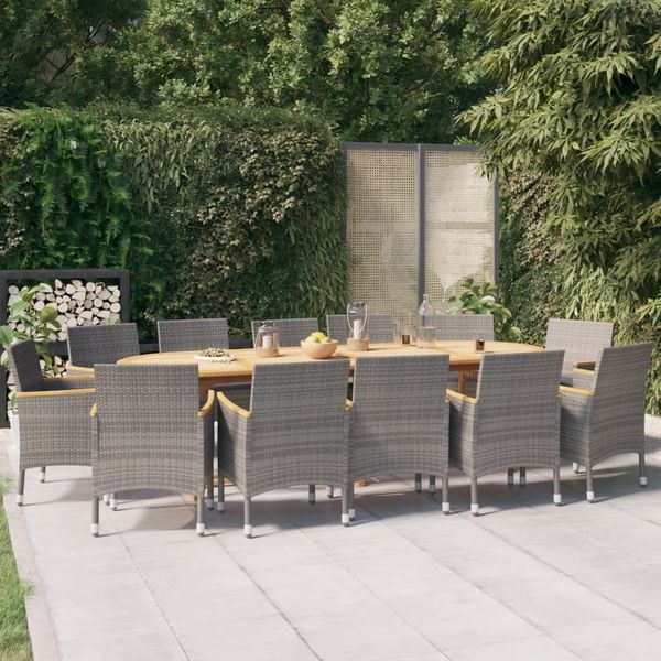 vidaXL 13-tlg. Garten-Essgruppe mit Kissen Grau 3103607