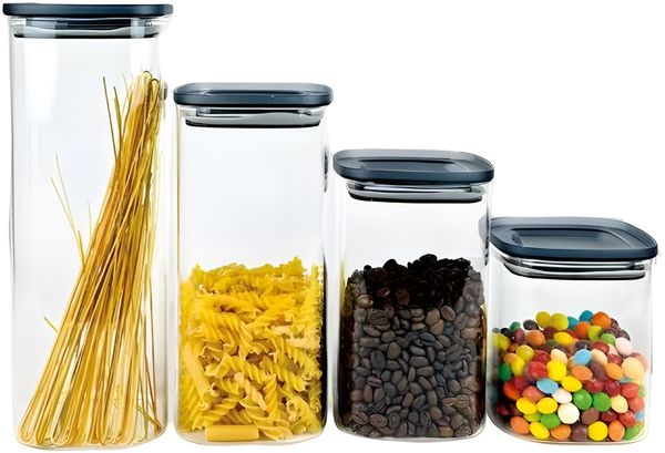 4-teiliges Glas Vorratsdosen-Set mit luftdichten Deckeln 900ml - 2100ml