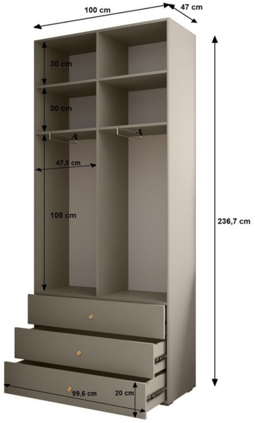 ABIKS MÖBEL Kompaktgarderobe INOVA 1 SATZ 10 Möbelset, Garderobe mit Kleiderstange und Regalen Bild 3