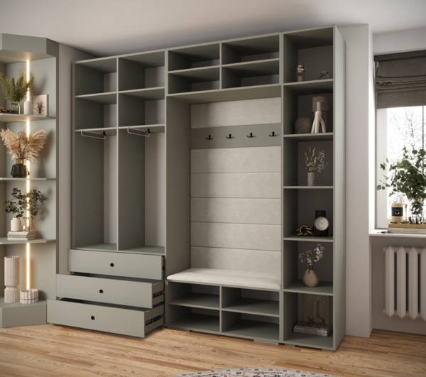 ABIKS MÖBEL Kompaktgarderobe INOVA 1 SATZ 10 Möbelset, Garderobe mit Kleiderstange und Regalen Bild 2