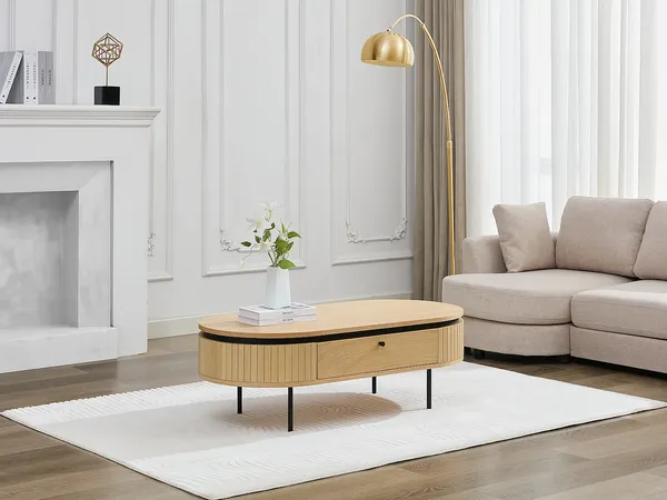 Vente-unique - CARDIONA Couchtisch MetallHolz, Platte SchwarzBeige - B 60 cm x H 40 cm x L 120 cm