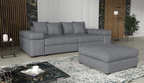 Big Sofa Megasofa Riesensofa AREZZO inkl. Hocker Stoff Tilia Dunkelgrau