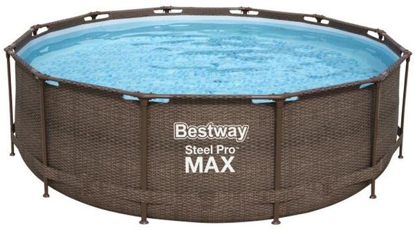 Bestway Steel Pro MAX Frame Pool-Set mit Filterpumpe Ø 366 x 100 cm, Rattan-Optik (Schokobraun), rund Bild 10