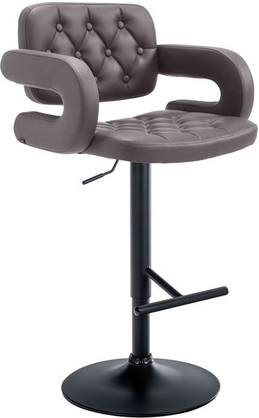 Barhocker BURID - Kunstleder Braun 62x55x103 cm Schwarz | Barstuhl Höhenverstellbar Mit Lehne Drehbar Tresenhocker Tresenstuhl Kneipenhocker
