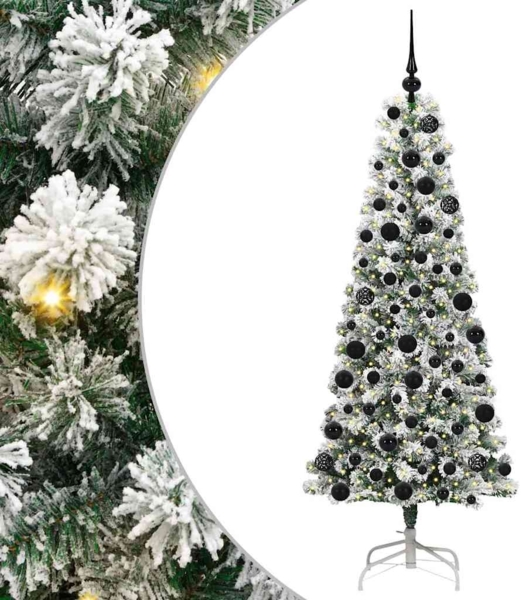 vidaXL Künstlicher klappbarer Weihnachtsbaum Grün und Weiß 180 cm 3395596 Bild 1