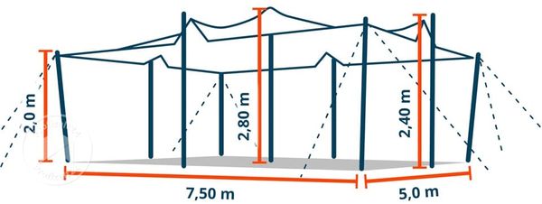 TOOLPORT 5x7,5 m Stretchzelt, inkl. Stahlpfosten-Set, Sand Bild 9