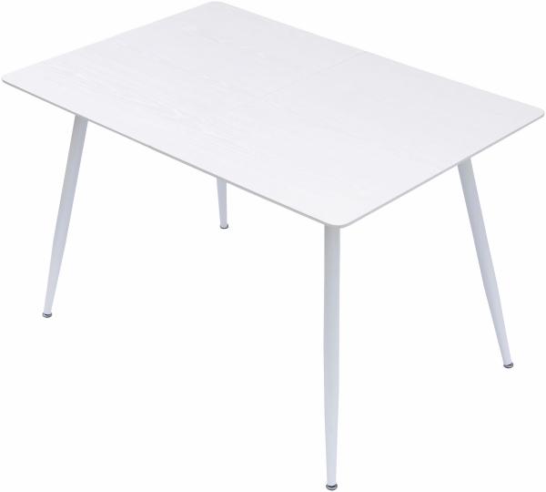 Esstisch Emilia ausziehbar 120-150-180 x 80 cm 4-10 Personen Küchentisch mit Metallgestell für Küche, Esszimmer Holz Optik Weiß