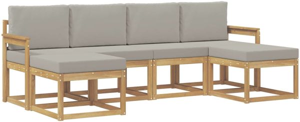 vidaXL Outdoor-Sofagarnitur mit Kissen 6 pcs Weiß und Hellgrau 3388005 Bild 2
