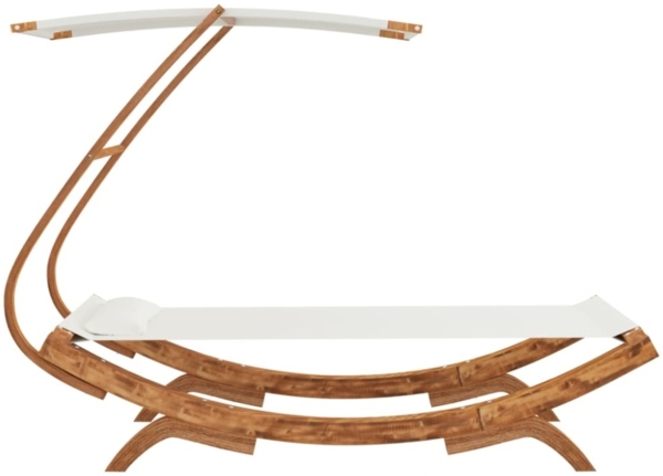 vidaXL Sonnenliege mit Dach 100x190x134 cm Bugholz Massiv Creme 313943 Bild 2