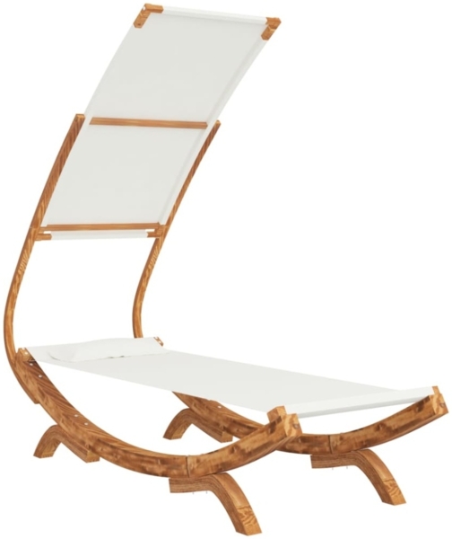vidaXL Sonnenliege mit Dach 100x190x134 cm Bugholz Massiv Creme 313943 Bild 5