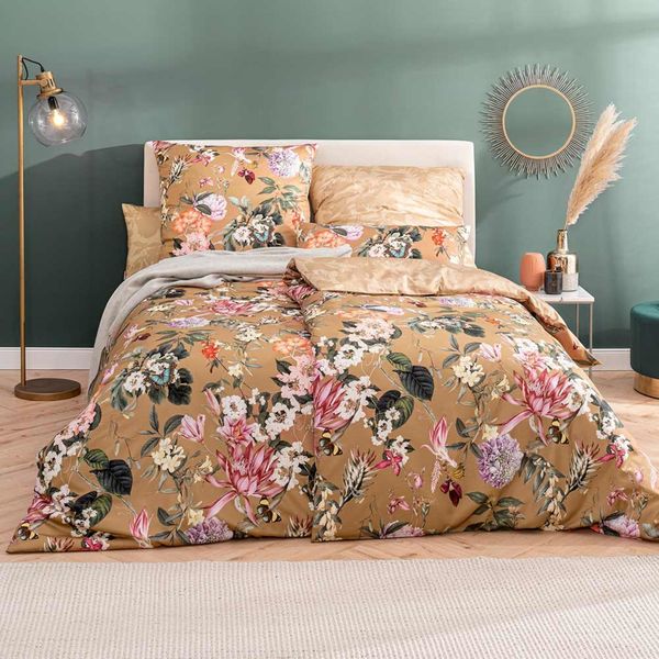 Estella Mako-Satin Bettwäsche 135x200 Fiore messing Rosen Blüten Wende 7903-740
