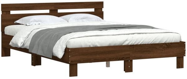 vidaXL Bettgestell mit Kopfteil LED-Beleuchtung Braun Eichen-Optik 3207566 Bild 3
