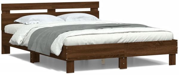 vidaXL Bettgestell mit Kopfteil LED-Beleuchtung Braun Eichen-Optik 3207566 Bild 5