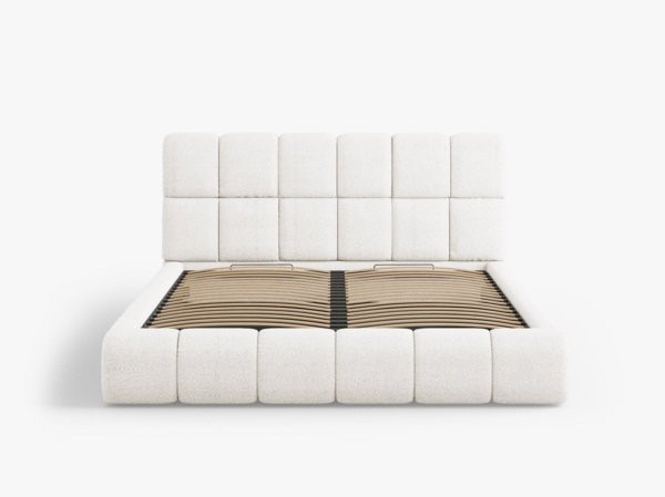 Micadoni Stauraumbett mit Kopfteil Bellis Boucle Baloo Weiß 160x200 Bild 3