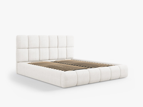 Micadoni Stauraumbett mit Kopfteil Bellis Boucle Baloo Weiß 160x200 Bild 2