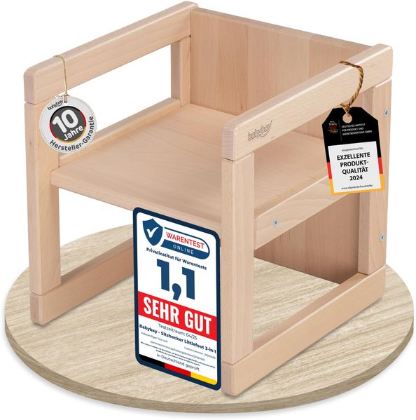 babybay Sitzhocker Littlefoot für Kinder 3-in-1 Stuhl/Tisch, natur lackiert