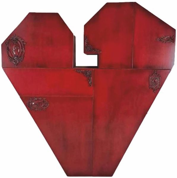 Casa Padrino Luxus Barock Schrank in Herzform Rot / Bunt H. 155 cm - Barock Möbel