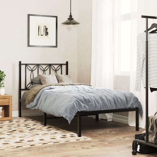 vidaXL Bettgestell mit Kopfteil Metall Schwarz 90x190 cm 376120