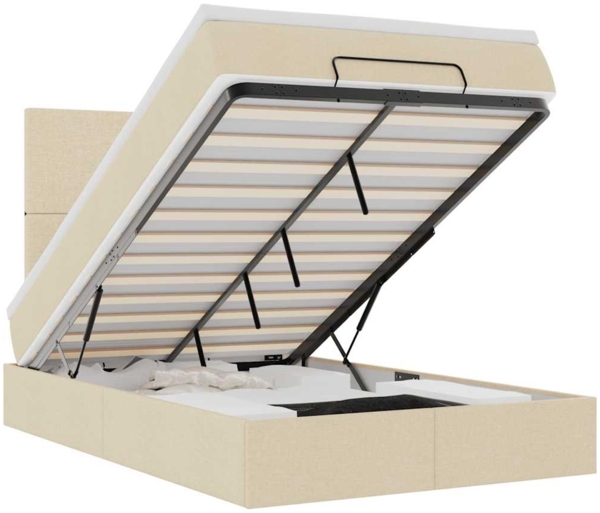 vidaXL Ottoman-Bett mit Matratze Creme 120x200 cm Stoff 3313069