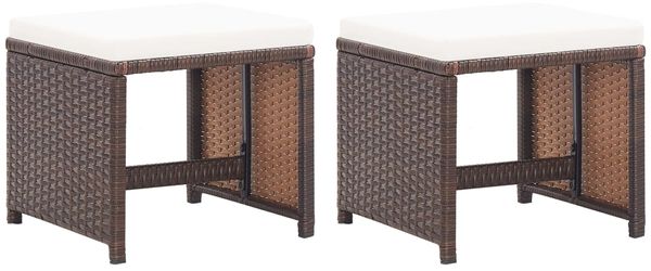 vidaXL Gartenhocker 2 Stk. mit Sitzkissen Poly Rattan Braun 46417