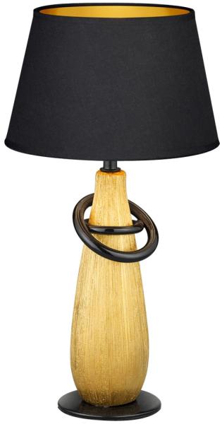 Tischleuchte, Gold, Keramik, Stoff schwarz, H 38 cm