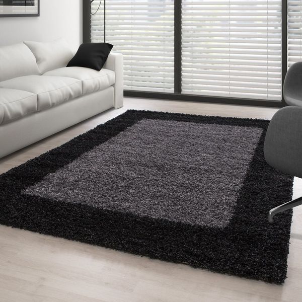 Carpettex Hochflor-Teppich Bordüre Design, Läufer, Höhe: 30 mm, Teppich Wohnzimmer Bordüre Design Shaggy versch. farben und größen