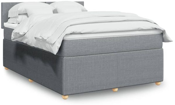 vidaXL Boxspringbett mit Matratze Hellgrau 160x200 cm Stoff 3287500