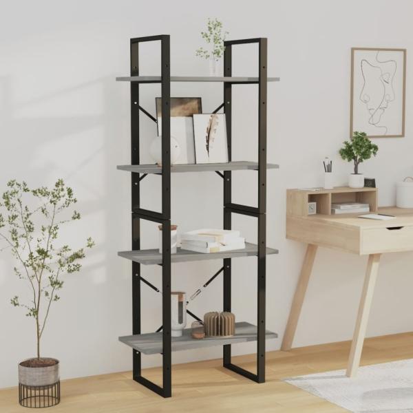 vidaXL Bücherregal 4 Fächer Grau Sonoma 60x30x140 cm Holzwerkstoff 821310