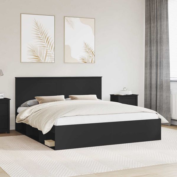 vidaXL Bettrahmen Schwarz 200 x 200 cm Massives Kiefernholz 3409310