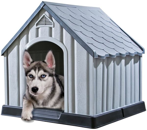 vidaXL Hundehütte Grau 92x87x91 cm Kunststoff 337894