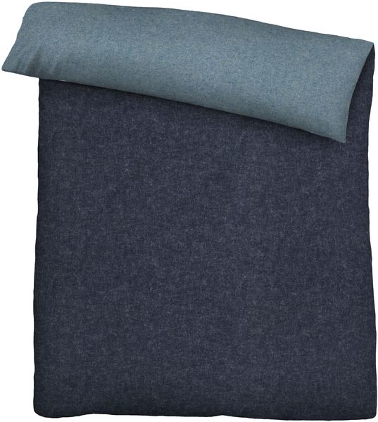biberna Melange-Flanell Bettwäsche 0840500 MELANGE UNI, blau, 1x 200x200 cm + 2x 80x80 cm