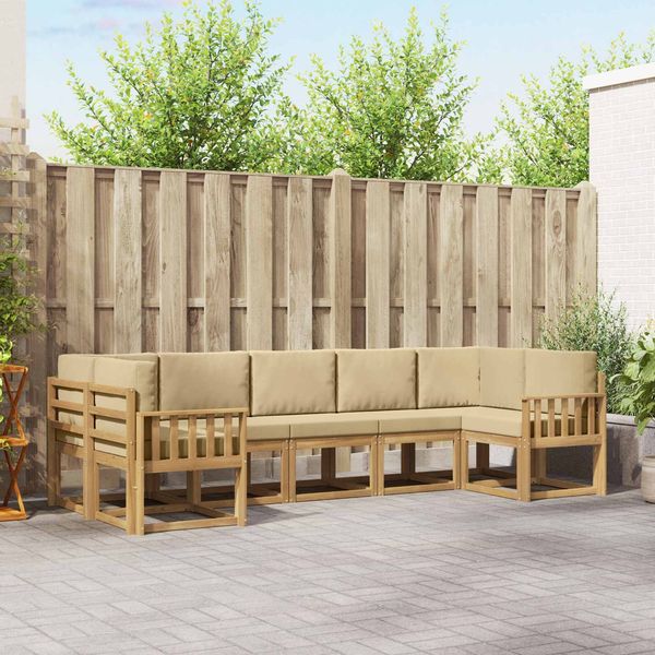 vidaXL Outdoor-Sofagarnitur mit Kissen 7 pcs Weiß und Beige 3388152