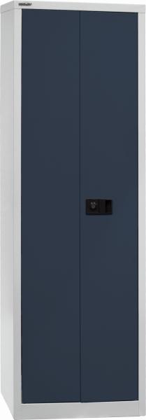 Bisley Flügeltürenschrank Universal, 4 Fachböden, 5 OH, B 600 mm, Farbe Korpus lichtgrau, Türen anthrazitgrau