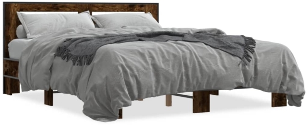 vidaXL Bettgestell Räuchereiche 150x200 cm Holzwerkstoff und Metall 3280099 Bild 1