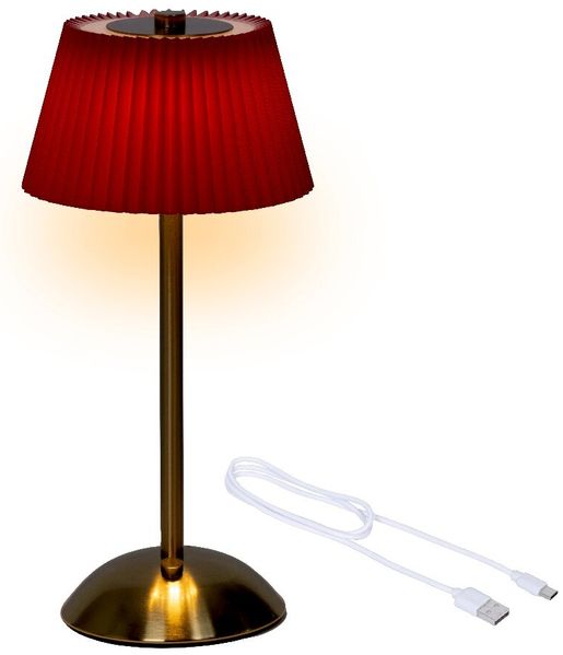 Lumineo Tischleuchte, Kunststoff rot, 15 x 30.5 cm, LED wiederaufladbar