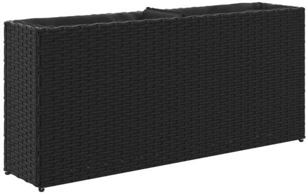 vidaXL Hochbeet mit 2 Fächern Schwarz 90x20x40 cm Poly Rattan 366407