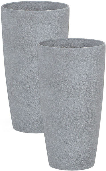 Blumenkübel 2er Set grau rund 23 x 23 x 42 cm ABDERA