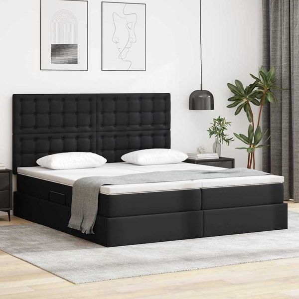 vidaXL Aufbewahrungsbett mit Matratze Schwarz 200 x 200 cm Kunstleder 3372181