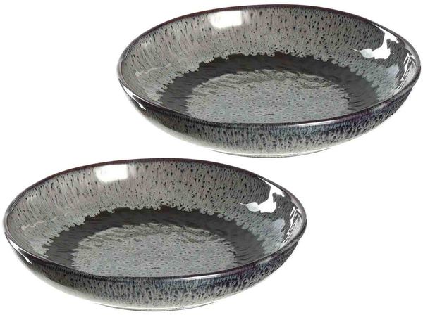 Leonardo MATERA Keramikteller 20,7 cm tief anthrazit 2er Set