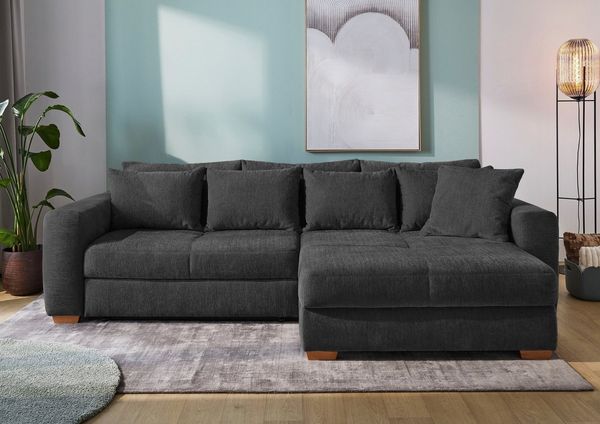 Jockenhöfer Gruppe Ecksofa Kampen L-Form, B: 288 cm, Liegefl. 153x245 cm, mit Bettfunktion, Bettkasten & Zierkissen, Federkern